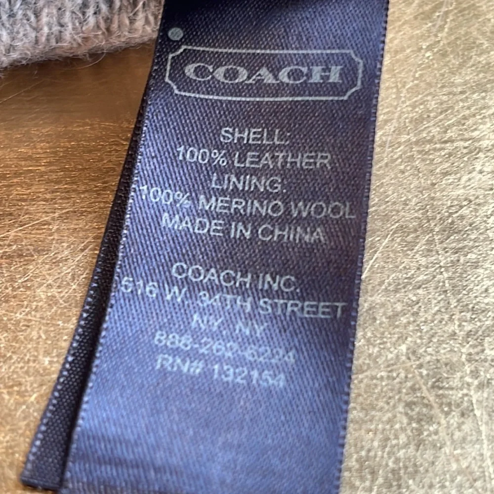 Coach Quilted Leather Heart Charm Merino Wool Lined Gloves